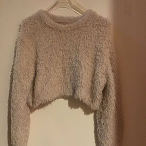 Urban Outfitters Edgy Cream Cropped Sherpa Sweater Size S